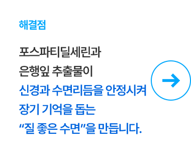 해결점 포스파티딜세린과 은행잎 추출물 질 좋은 수면
