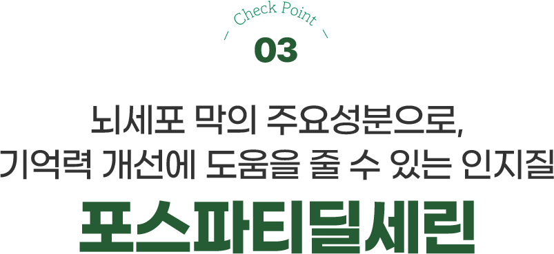 체크포인트3 뇌세포막의 주요성분으로 기억력 개선에 도움을 줄 수 있는 인지질 포스파티딜세린